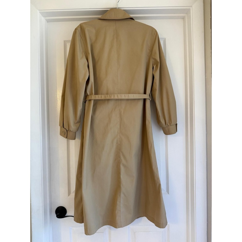 Vintage London Fog Maincoats Trench Coat Tan Beige Women's 12 Petite Belted - Picture 2 of 10